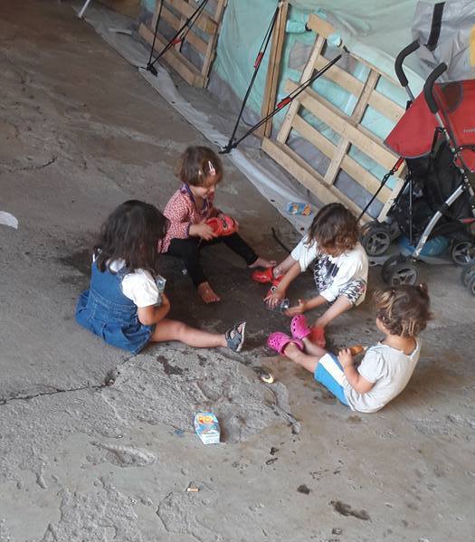 The inside playroom... a cold, rough concrete floor...